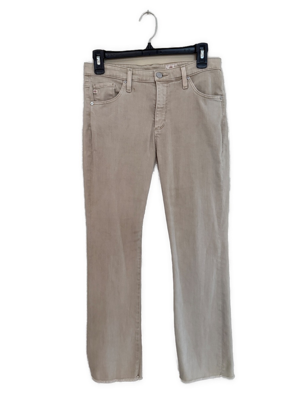 Ag Adriano Goldschmied women’s  Straight Jeans in Beige raw hem